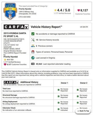 2015 Hyundai Santa Fe Sport FWD 4dr 2.4 in Virginia Beach, VA - Priority Auto Group