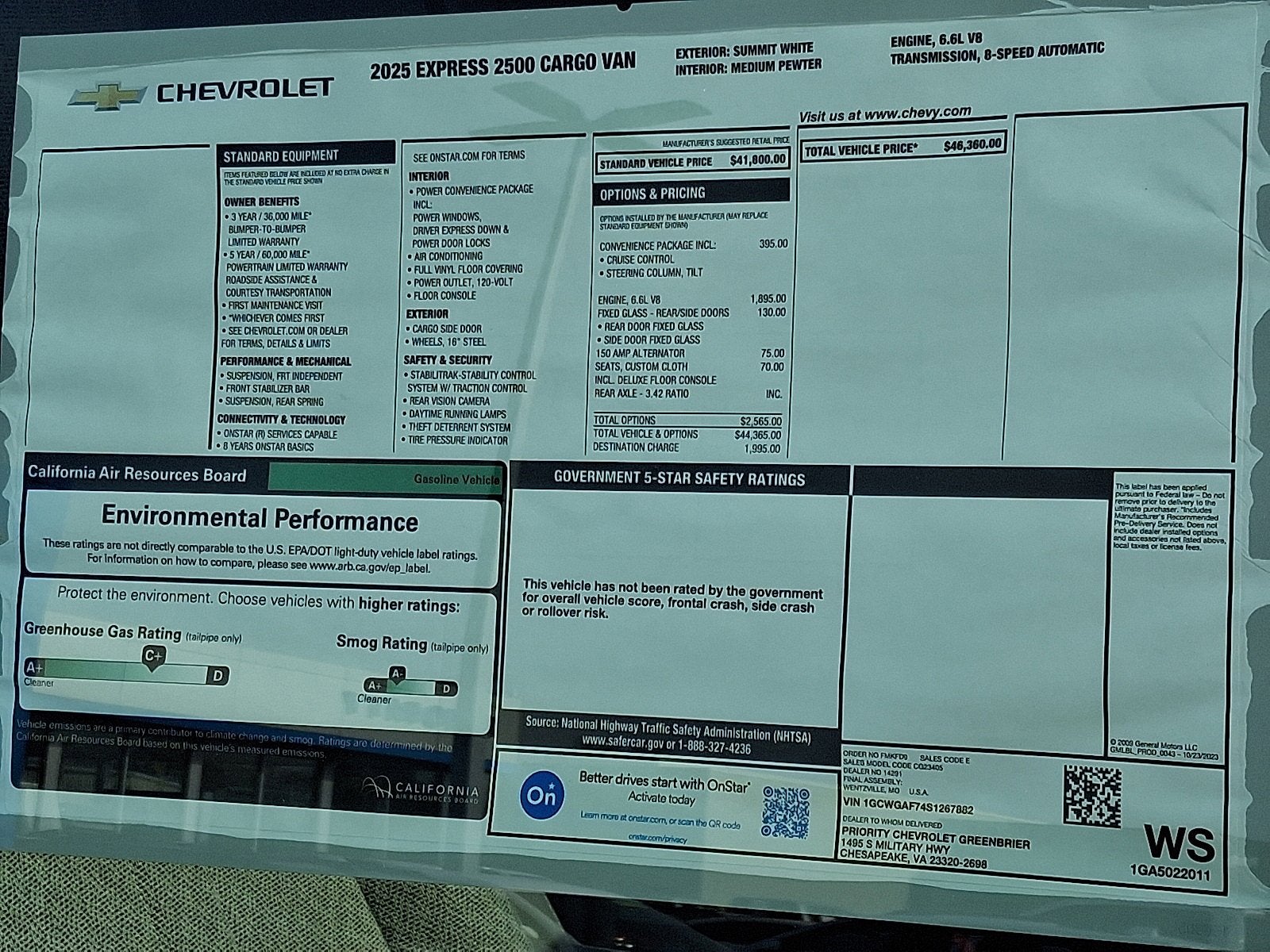 2025 Chevrolet Express Cargo 2500 WT