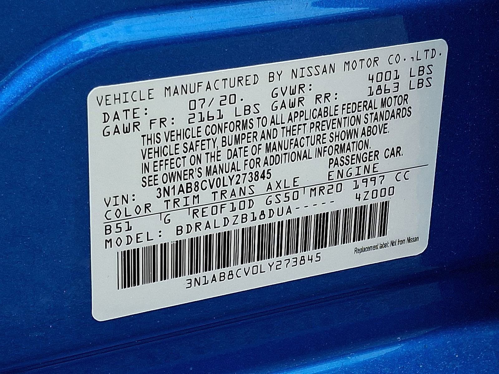 2020 Nissan Sentra SV Xtronic CVT