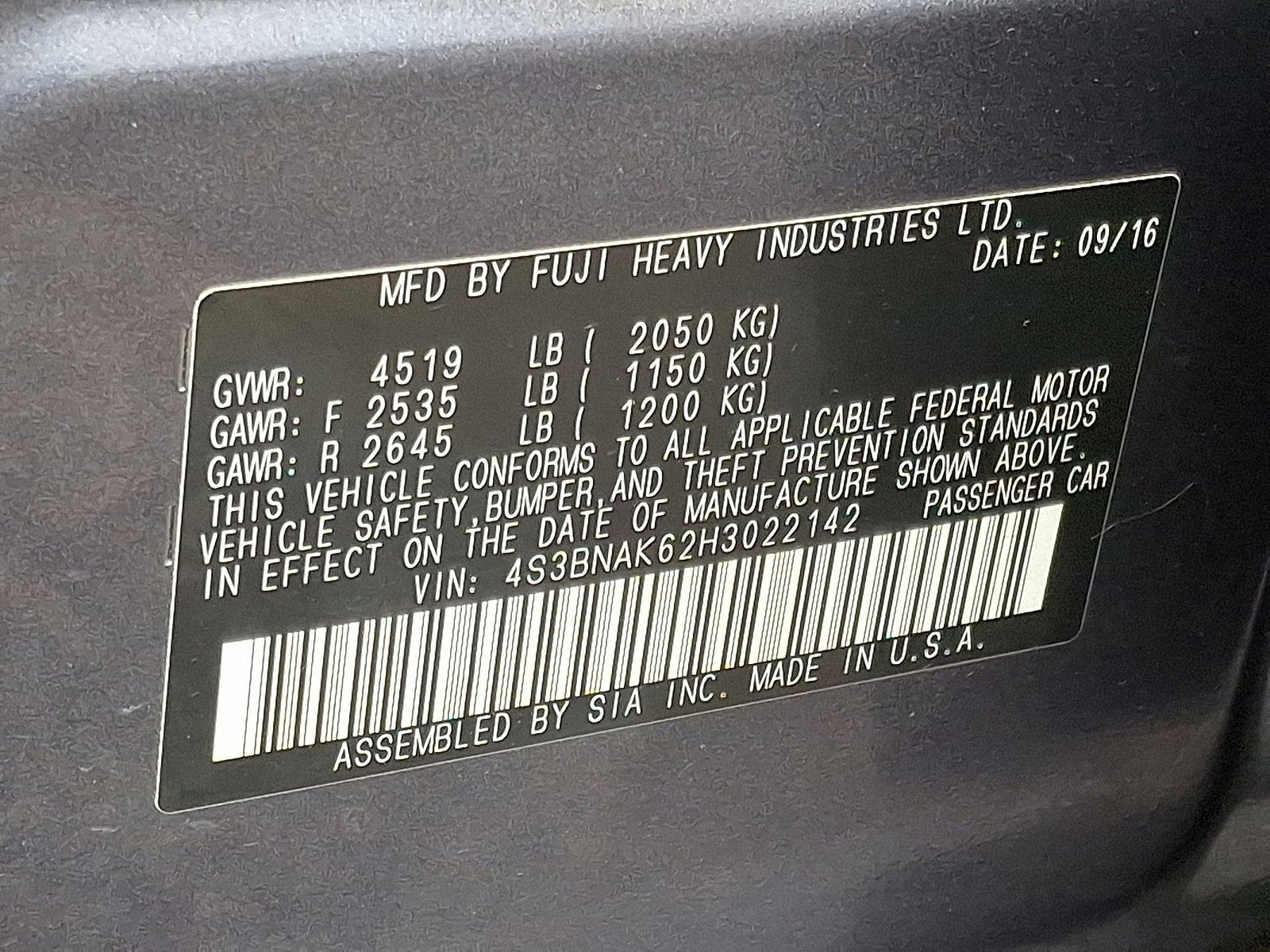 2017 Subaru Legacy 2.5i Limited