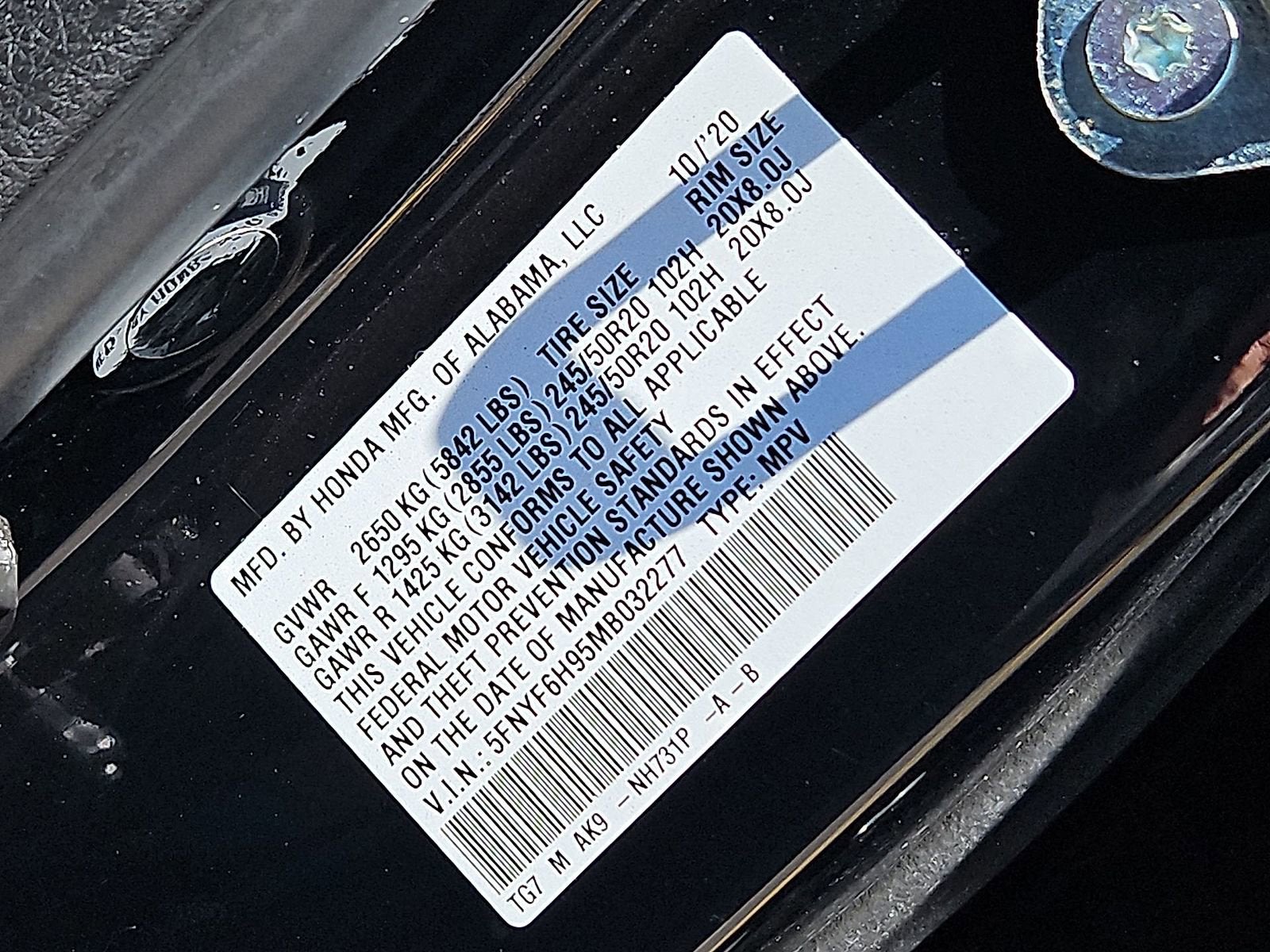 2021 Honda Pilot AWD Touring 8 Passenger