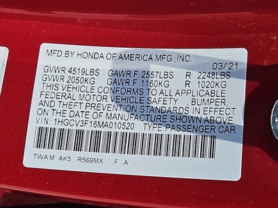 2021 Honda Accord Hybrid Sedan
