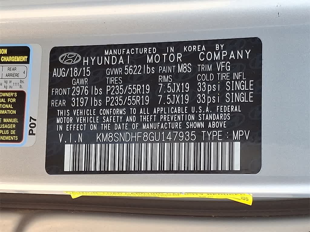 2016 Hyundai Santa Fe Limited