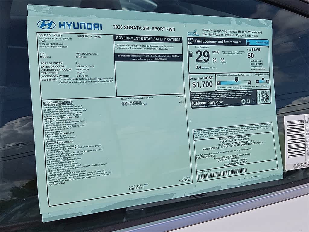 2026 Hyundai Sonata SEL Sport