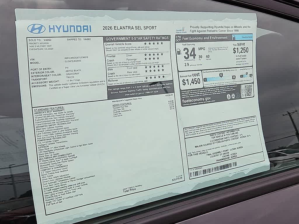 2026 Hyundai Elantra SEL Sport