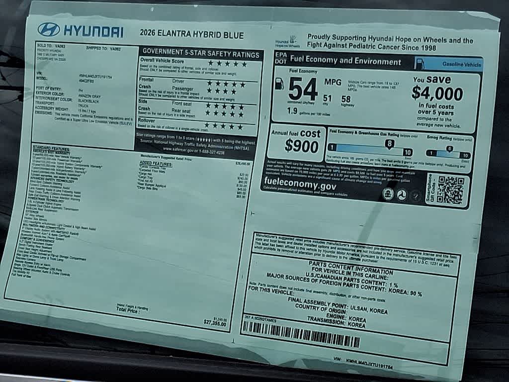 2026 Hyundai Elantra Hybrid Blue