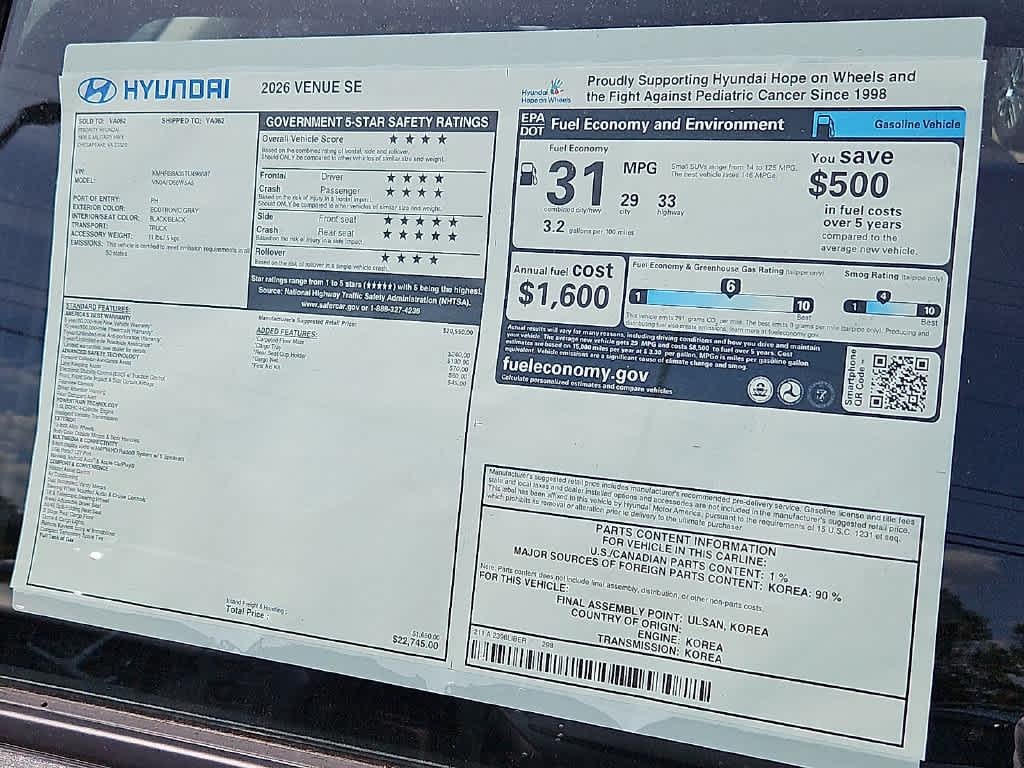 2026 Hyundai Venue SE