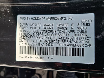 2019 Honda Accord Sedan LX 1.5T