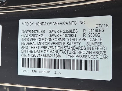 2018 Honda Accord Sedan Sport 1.5T