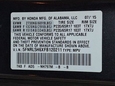 2015 Honda Odyssey Base