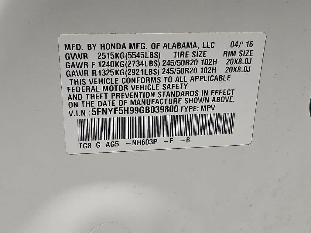 2016 Honda Pilot Touring