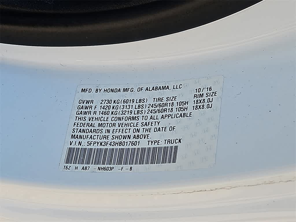 2017 Honda Ridgeline RTS