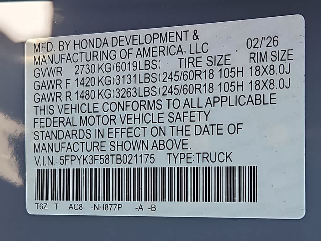 2026 Honda Ridgeline RTL