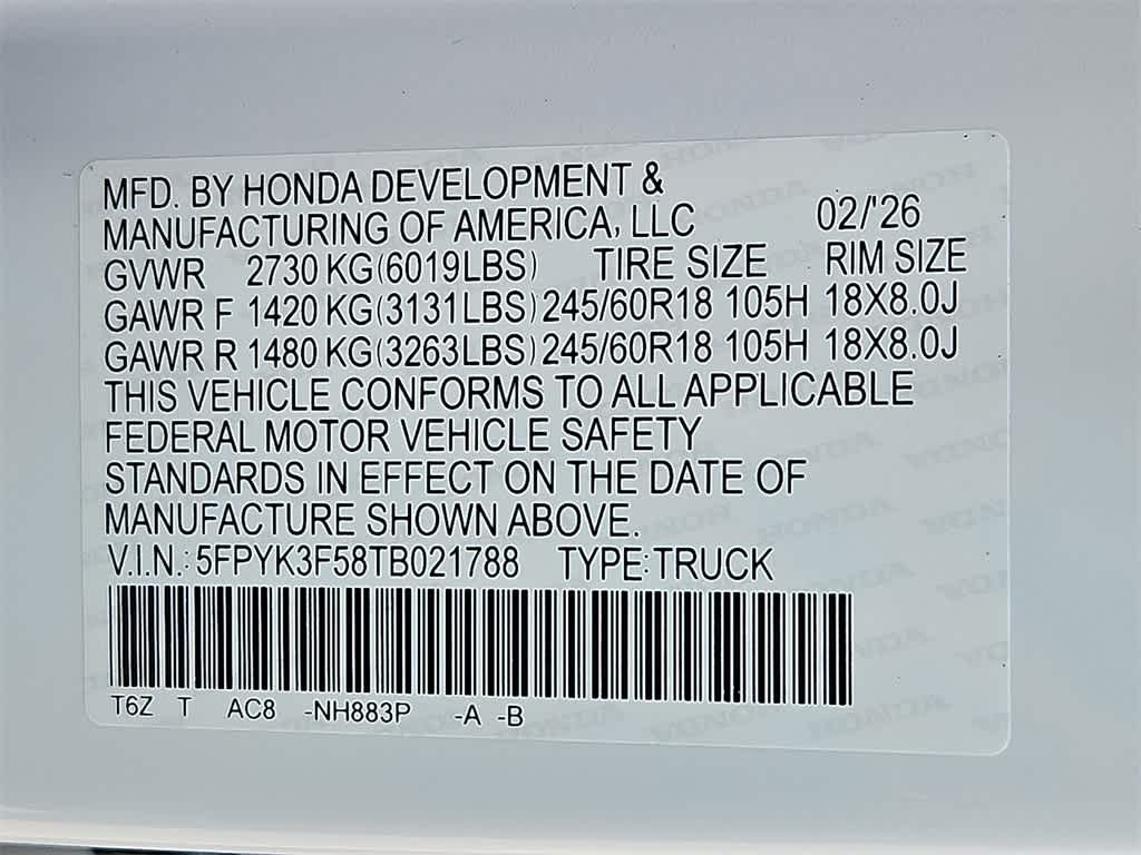 2026 Honda Ridgeline RTL