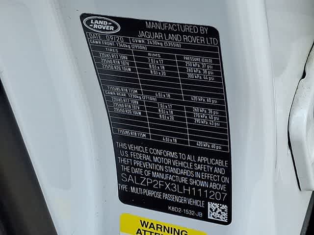 2020 Land Rover Range Rover Evoque SE